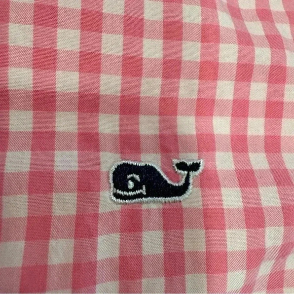 Vineyard vines women’s pink & white check button up shirt size 16. - Picture 3 of 8